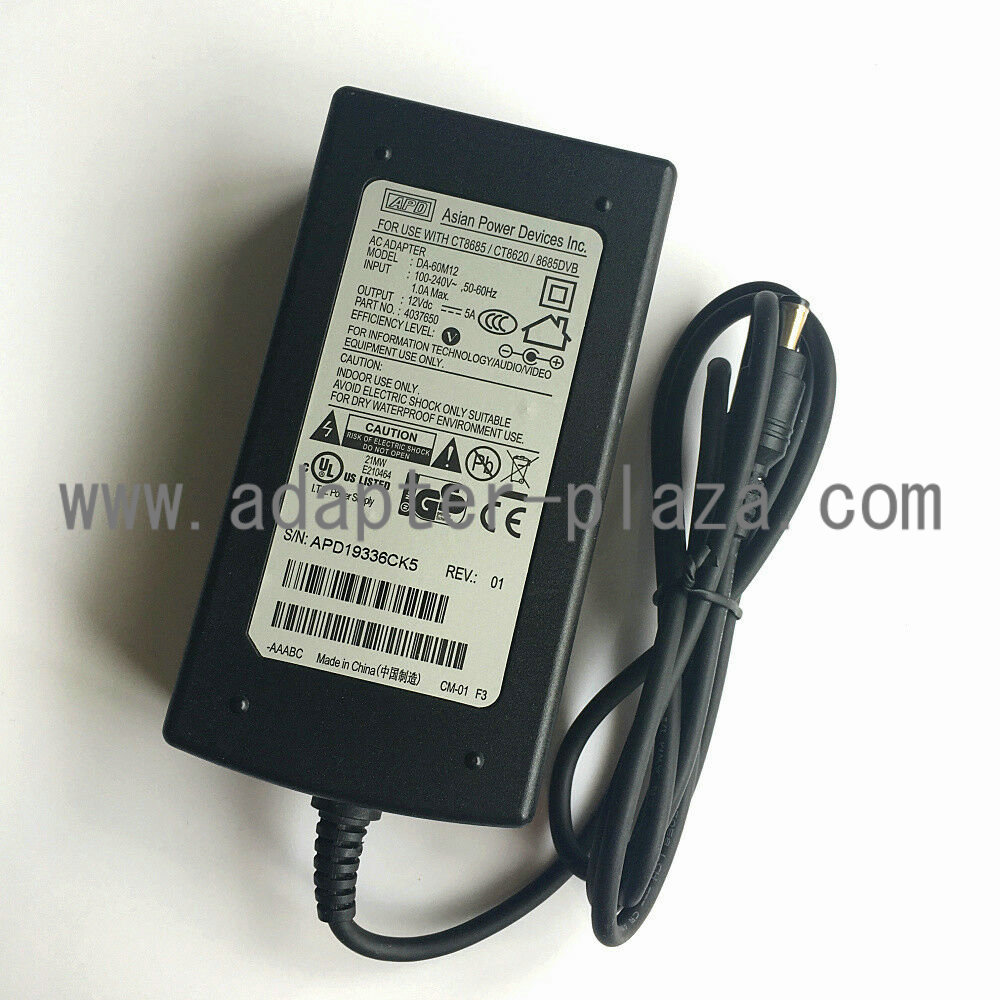 Genuine APD 12V 5A DA-60M12 4037650 60W DC AC Power ADAPTER Charger 5.5m*2.5mm/2.1mm